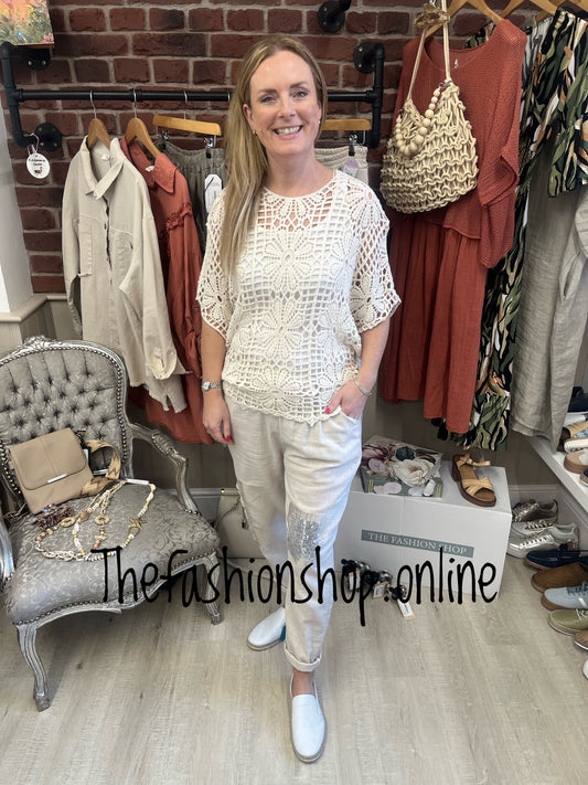 Honey beige crochet layering top 8-16