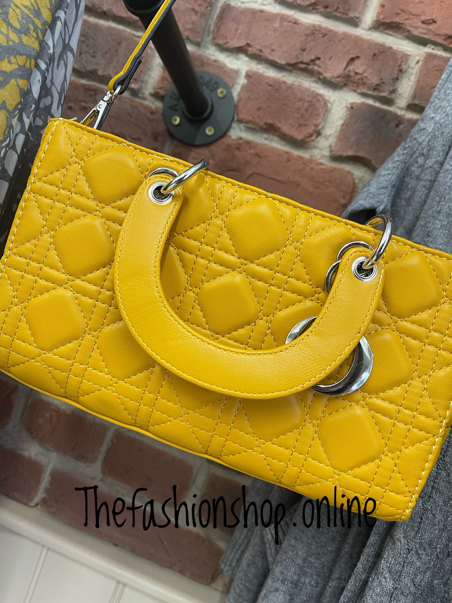 Mustard quilted oblong bag