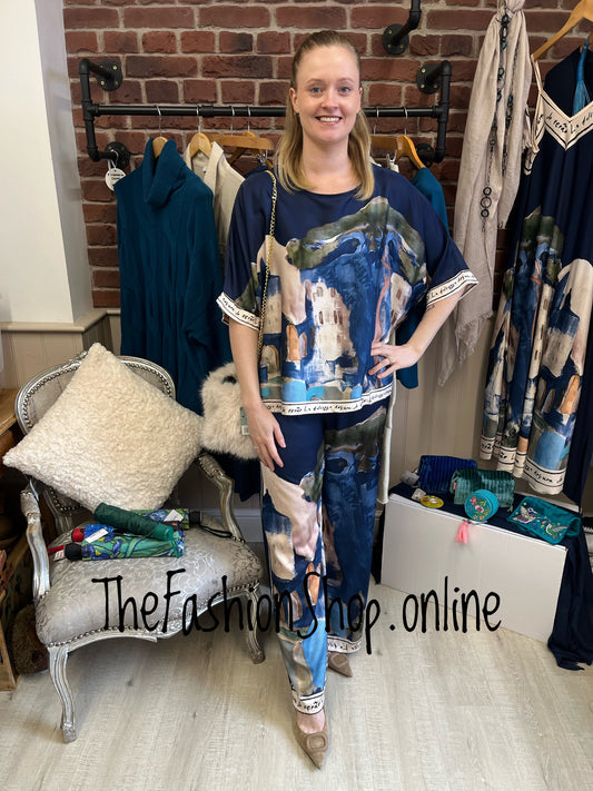 Parisian navy silk mix co-ord 12-16