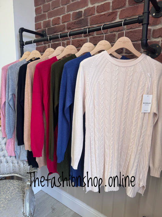 Rosie cream cashmere mix cable knit jumper 12-16