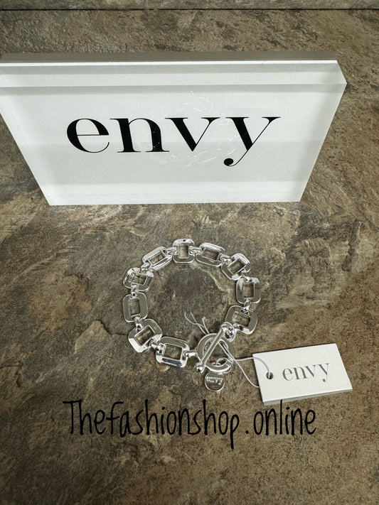 Envy silver square link t bar bracelet