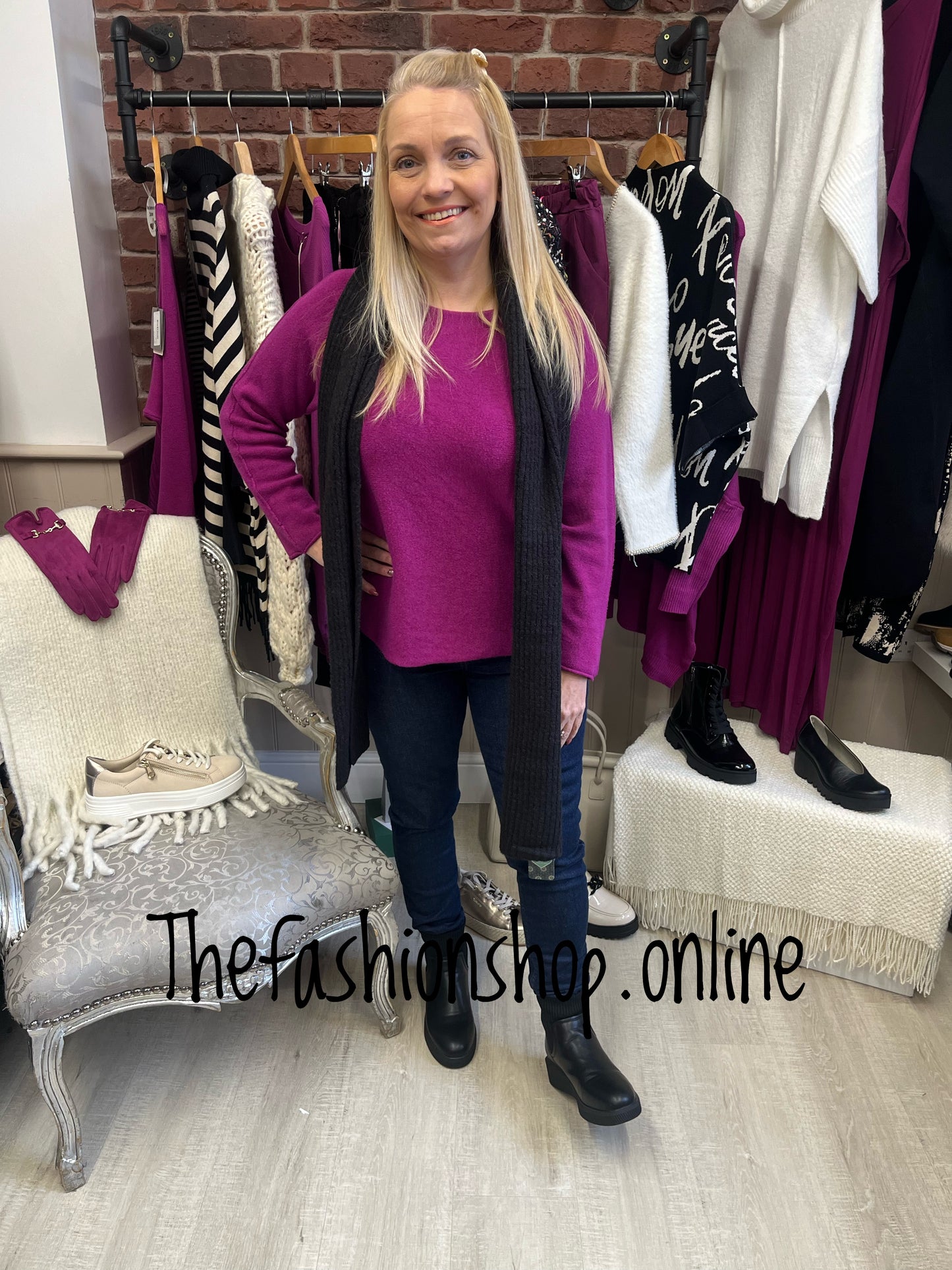 Magenta seam sleeve jumper 10-16