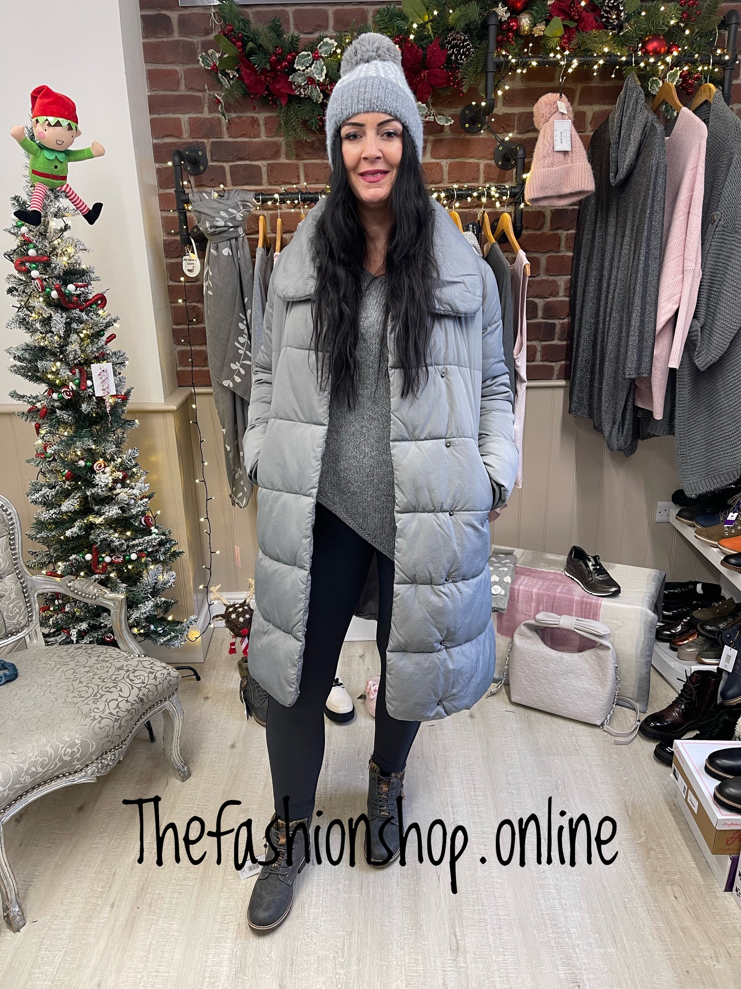 Grey quilted padded coat sizes 10-20