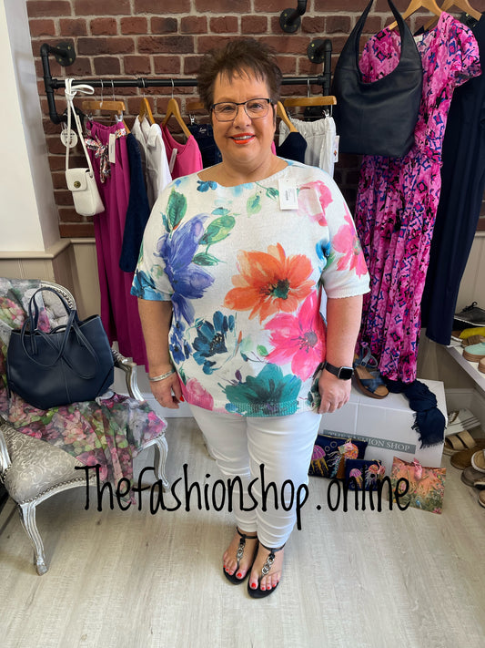 Heather pink and orange flowers top 16-22