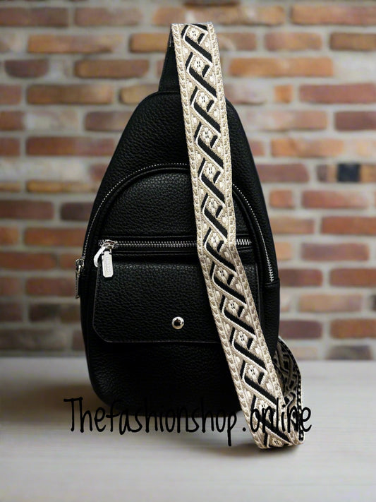 Black multi pocket sling bag