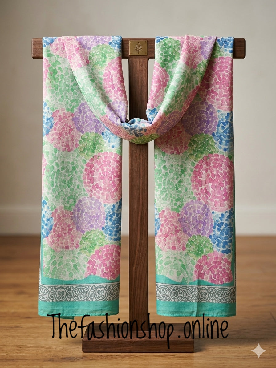 Zelly Dotty Circles Pink Green and Blue scarf