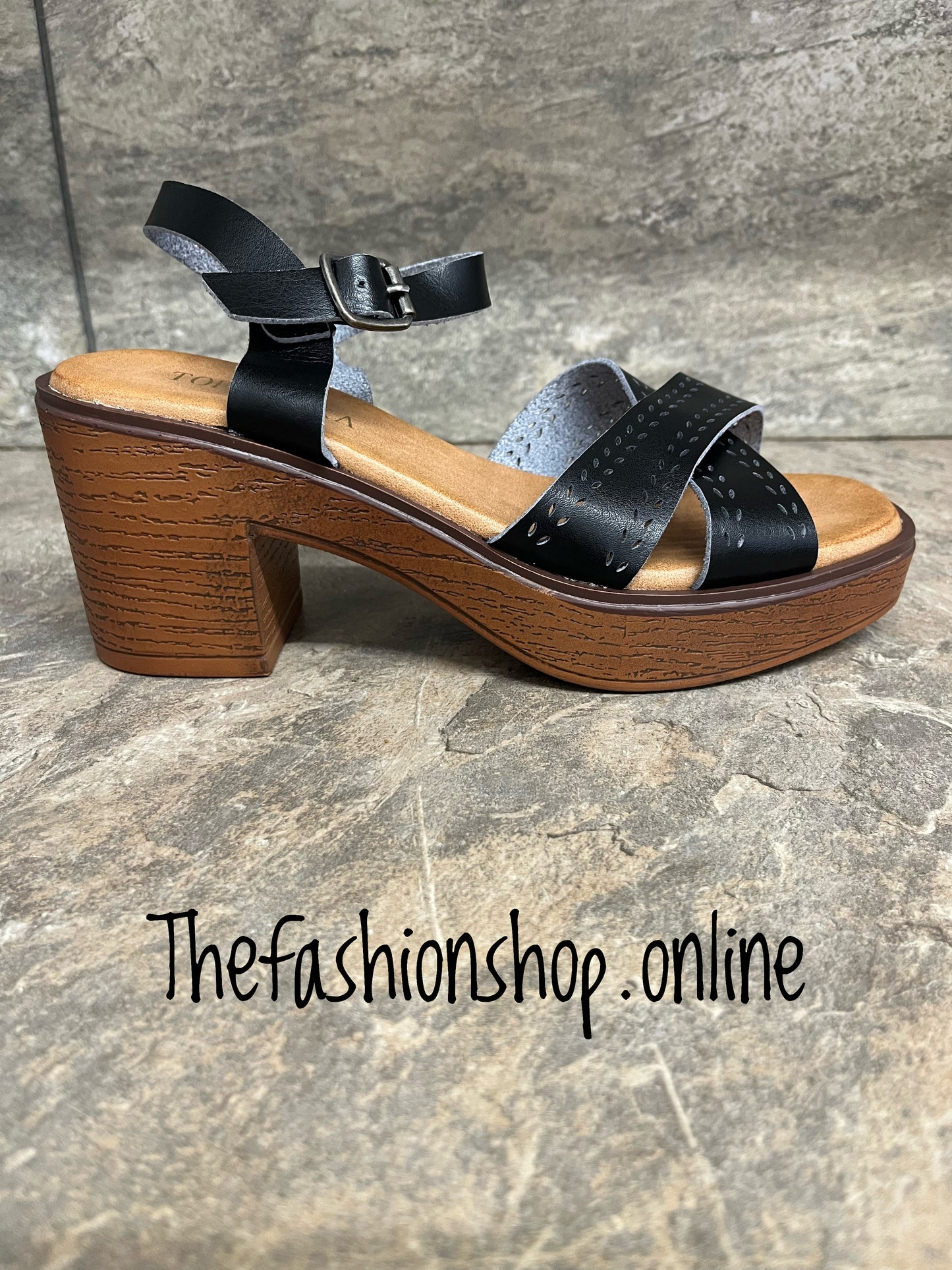 Sandy black block heel sandal sizes 3-8 (36-41)