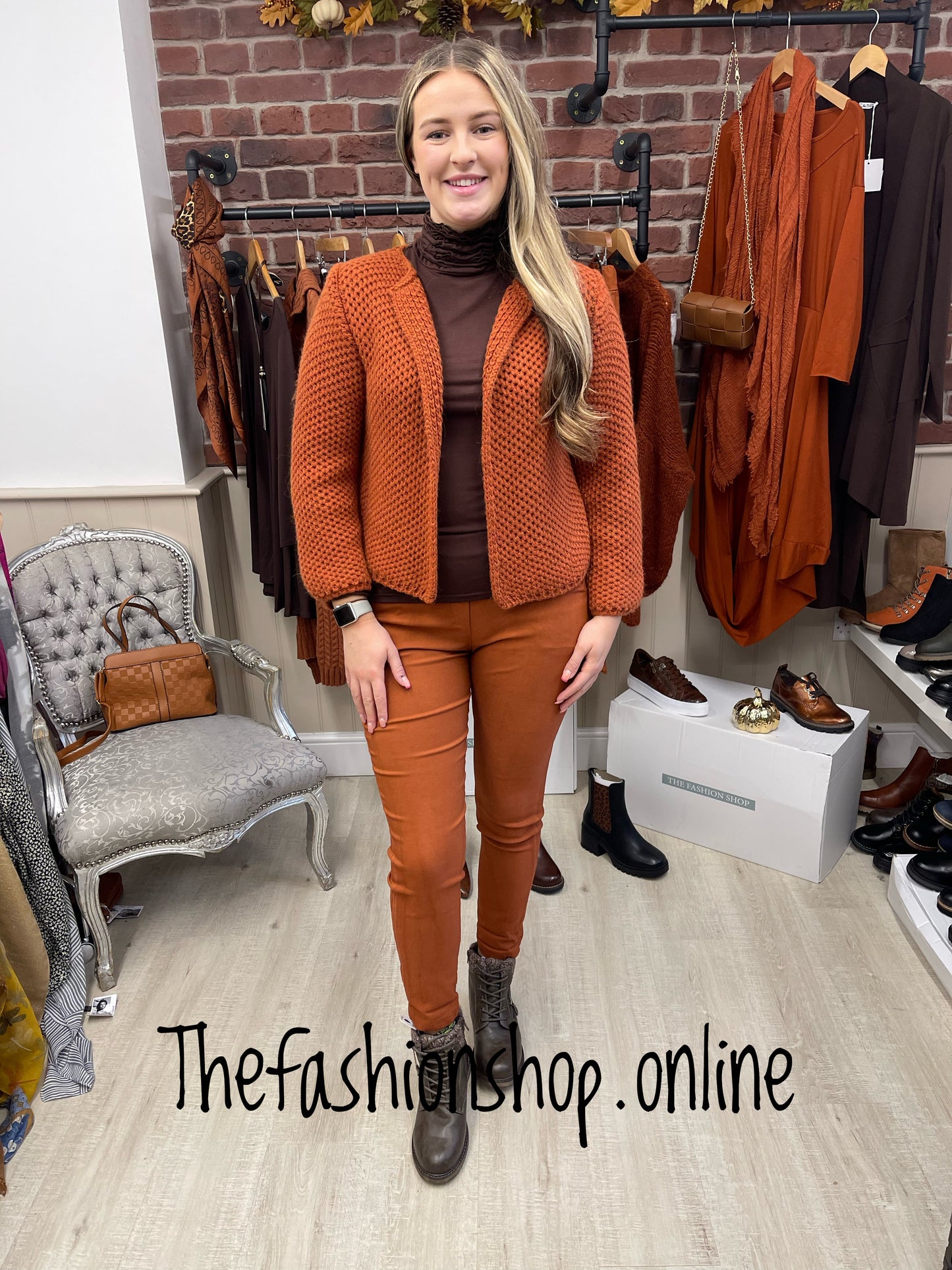 Premium rust mohair and wool mix cardi 8-14