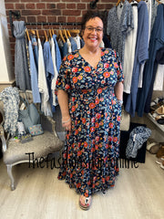 Stella Morgan navy floral print dress sizes 12-18
