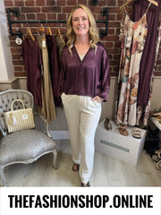 Remi mulberry button up blouse 10-16