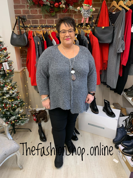 Charcoal alpaca and wool mix jumper 12-22