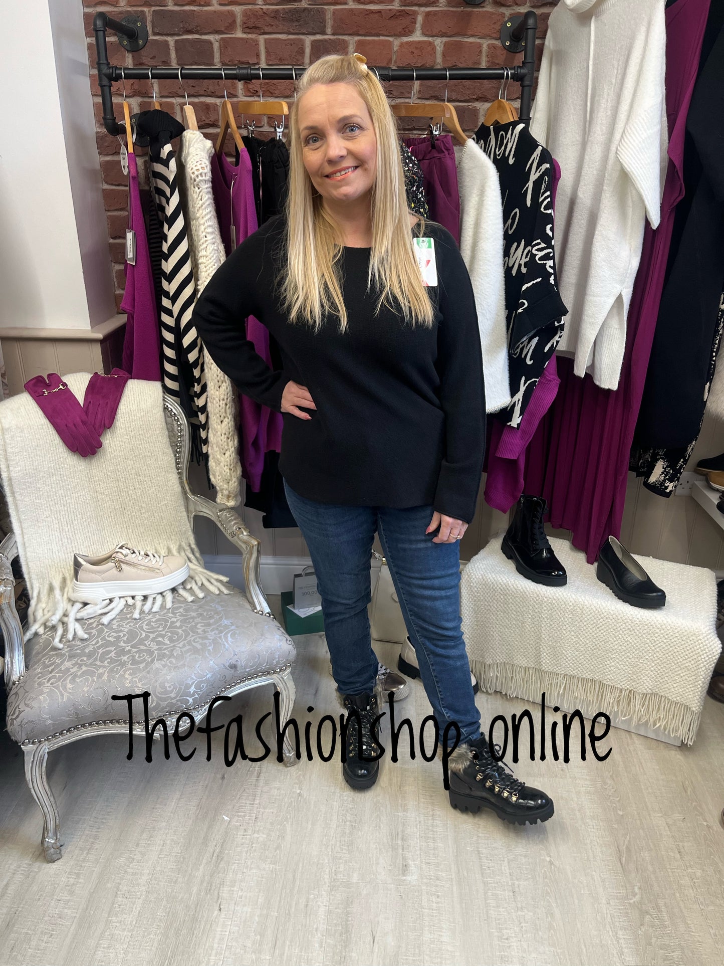 Black seam sleeve jumper 10-16