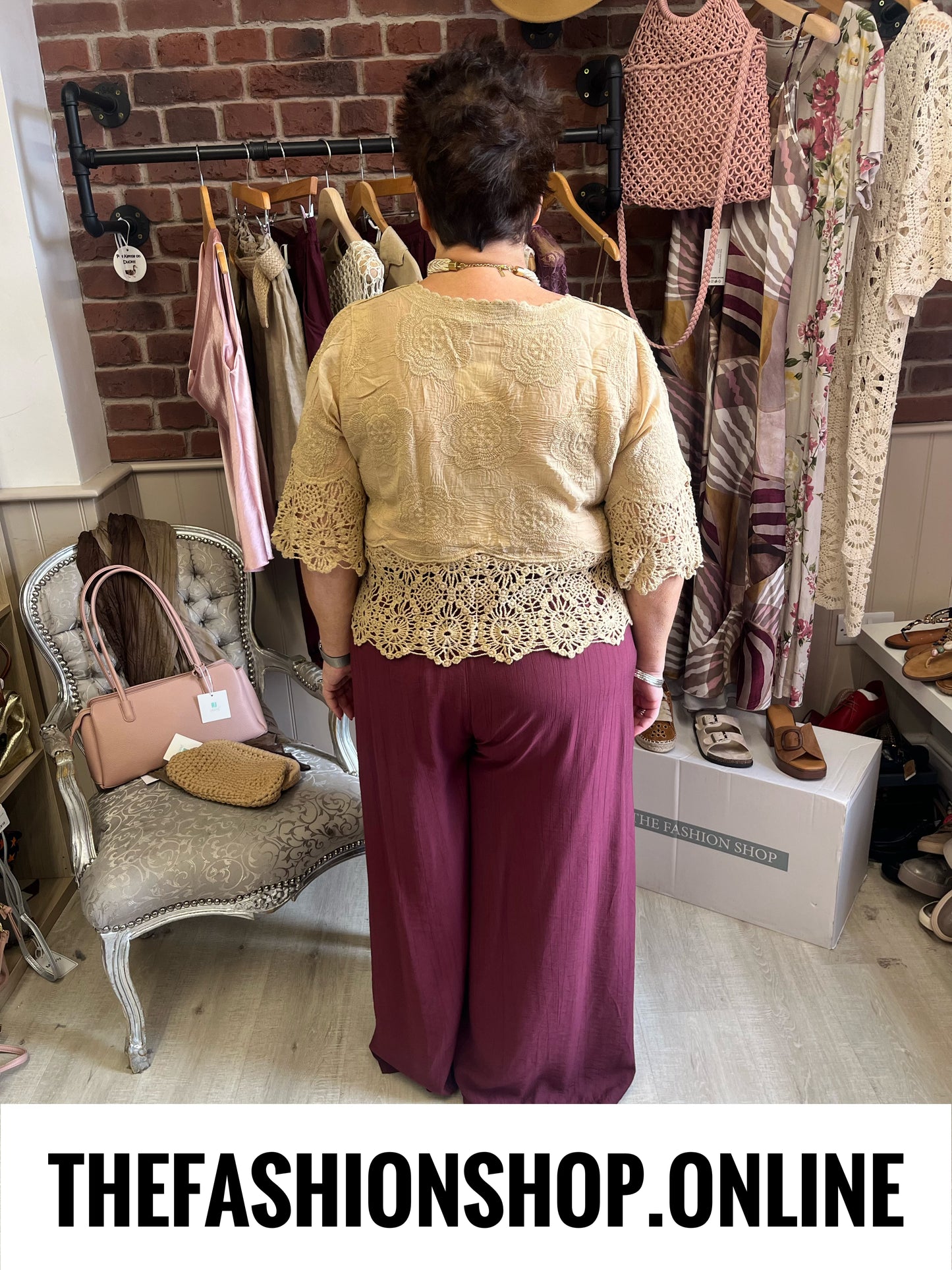 Tessa wine wide leg trousers 10-22