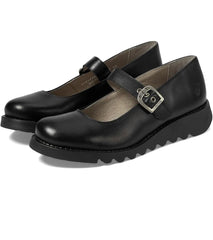 Fly of London black rug leather buckle shoe sizes 5-9 (38-42)