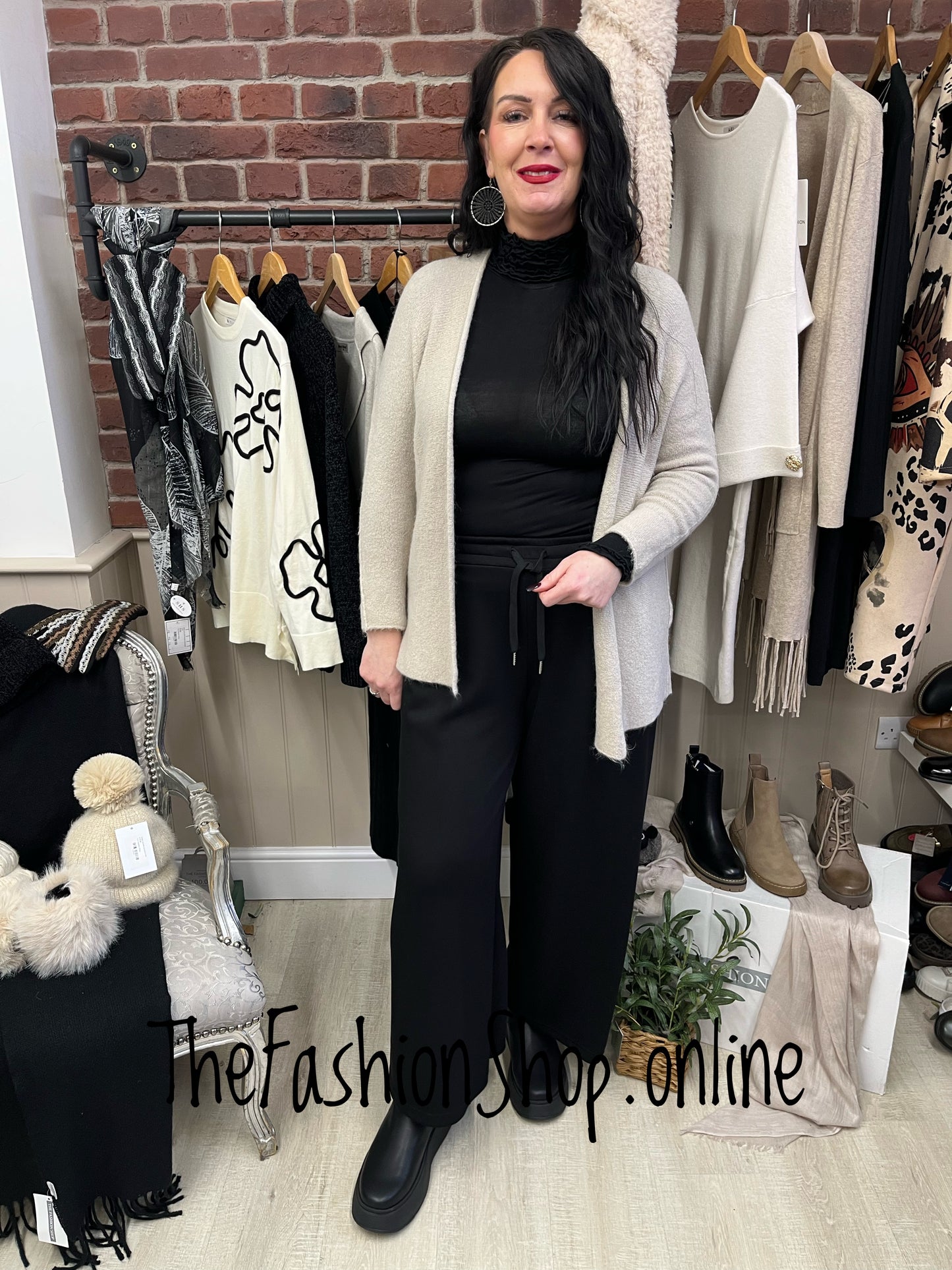 Erika beige edge to edge wool mix cardigan 8-16