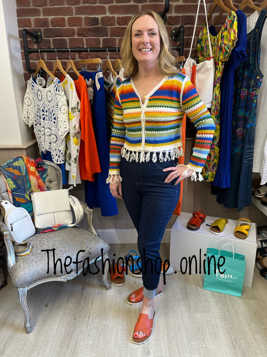 Kirsty striped tassel cardigan sizes 8-10 and 12-14