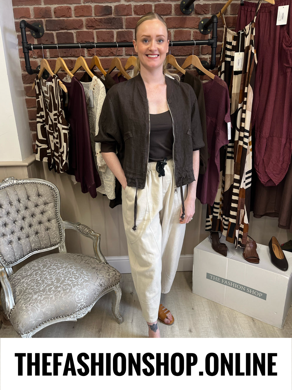 Patsy brown linen jacket 8-14