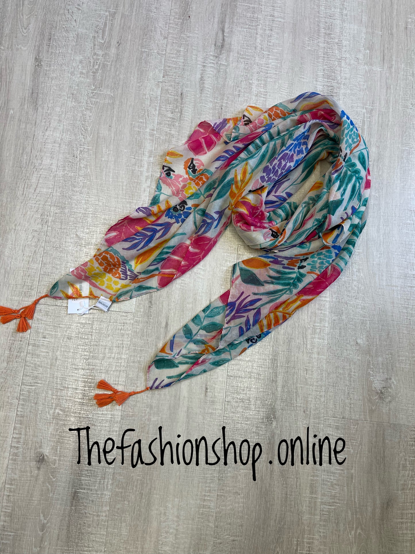 Colourful parrot tassel scarf