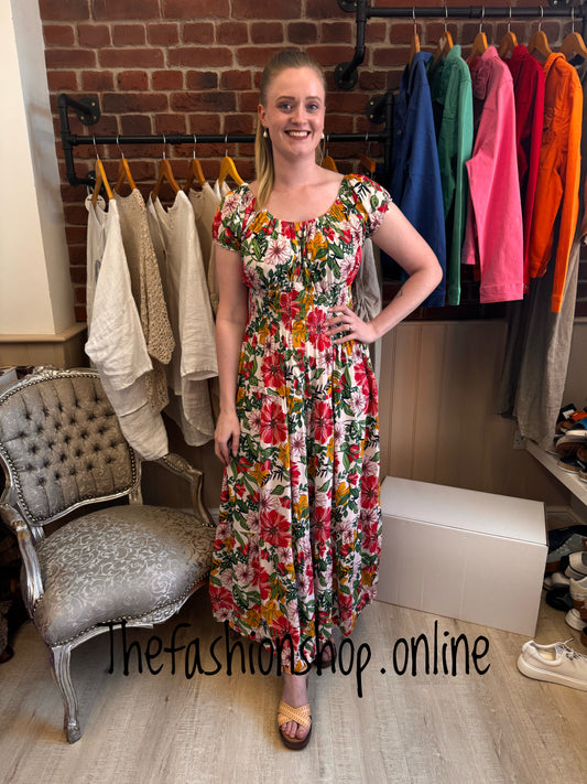 Lillie red and orange floral gypsy maxi dress 8-18