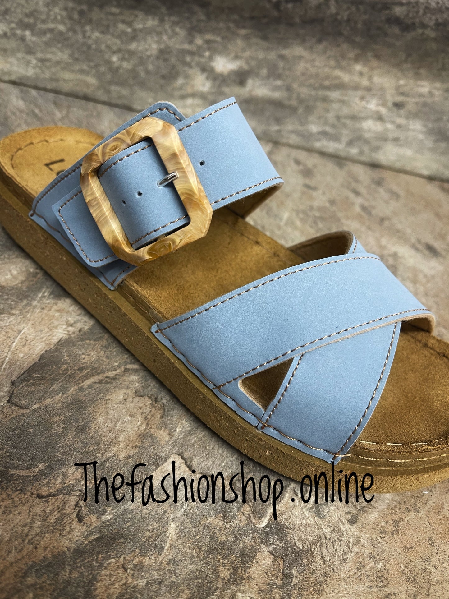 Lotus Assenza blue mule sandal sizes 4-9