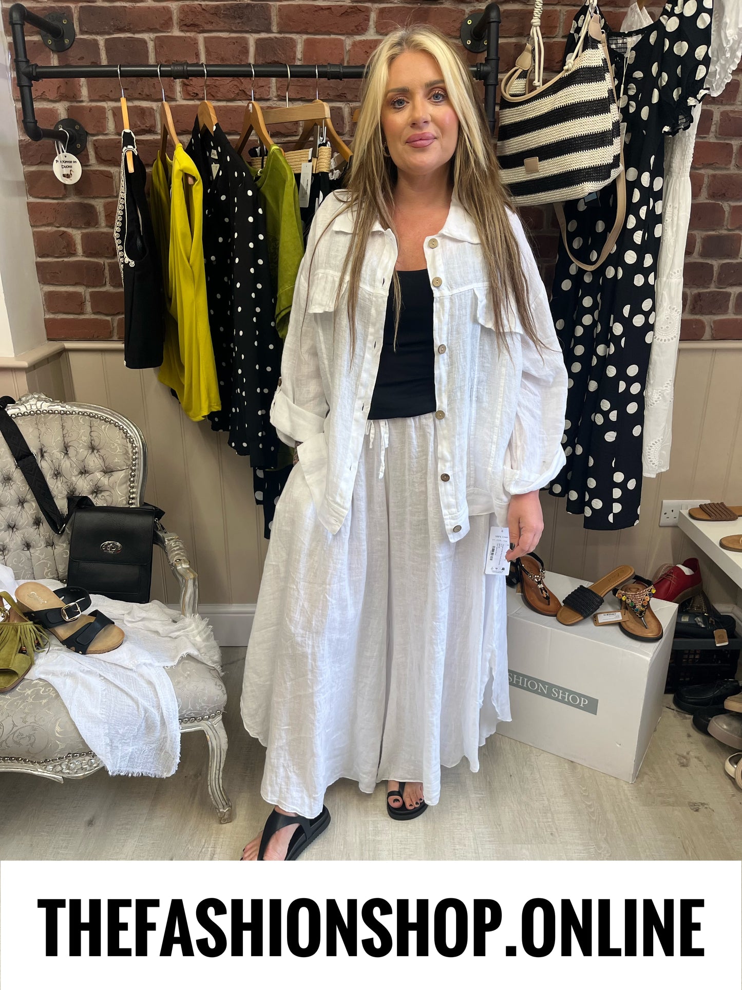 Enya white linen jacket 14-18