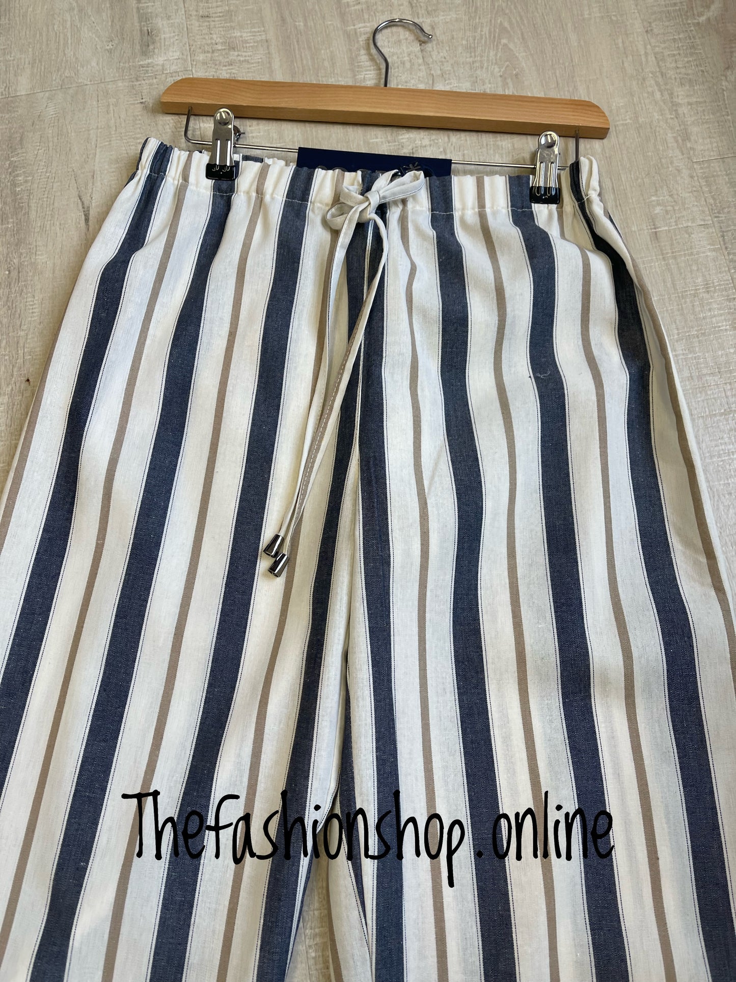 Saloos navy and beige wide leg trousers sizes 12-22