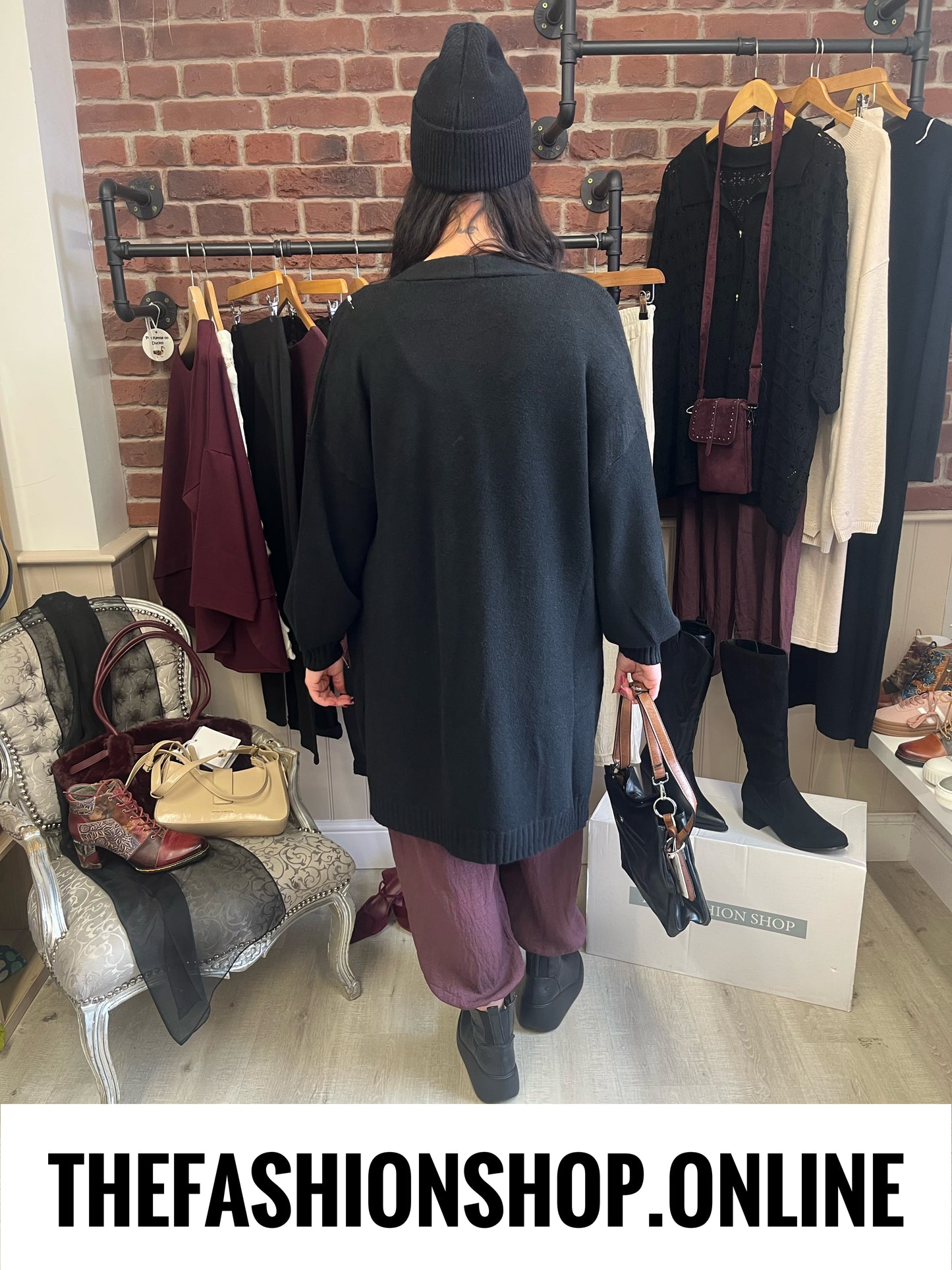 Esther black longline cardigan 14-20