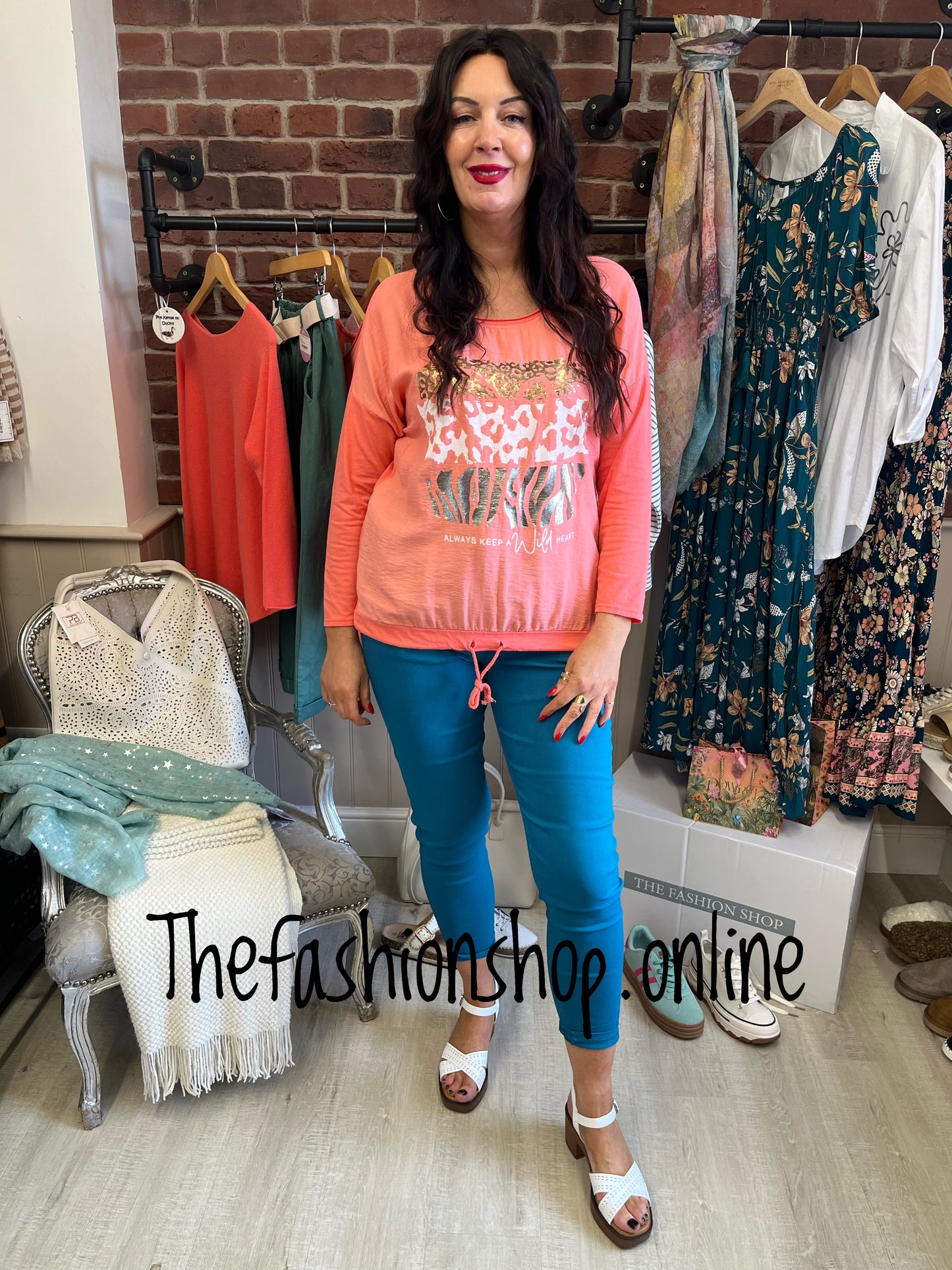 Charlotte coral animal print top 10-16