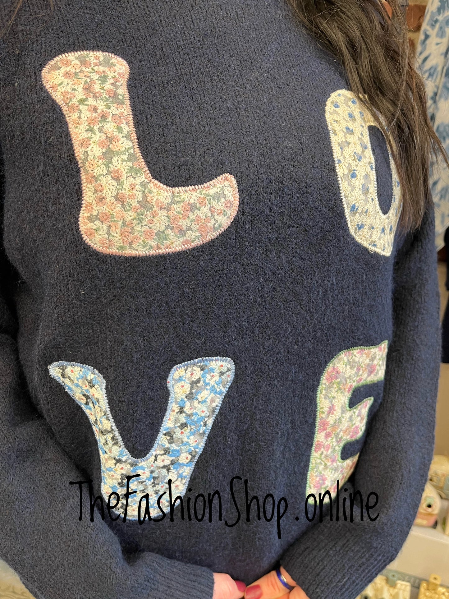 Jamie navy love wool mix jumper 12-18