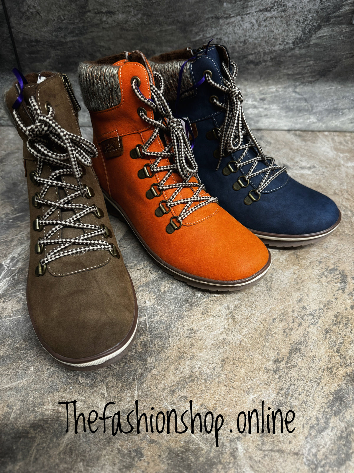 Lotus Libby orange ankle boot with side zip sizes 4-8