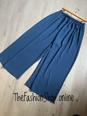 Chloe denim blue striped wide leg trousers 12-22