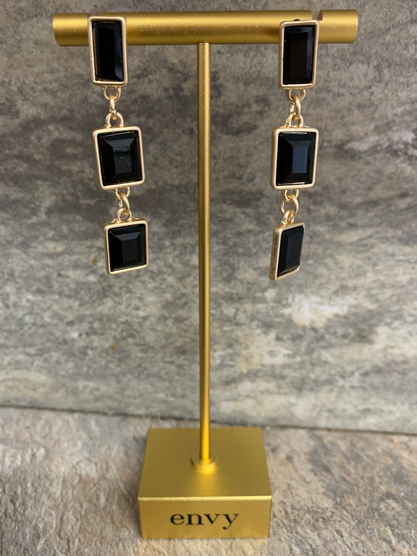 Envy Gold and black drop earrings