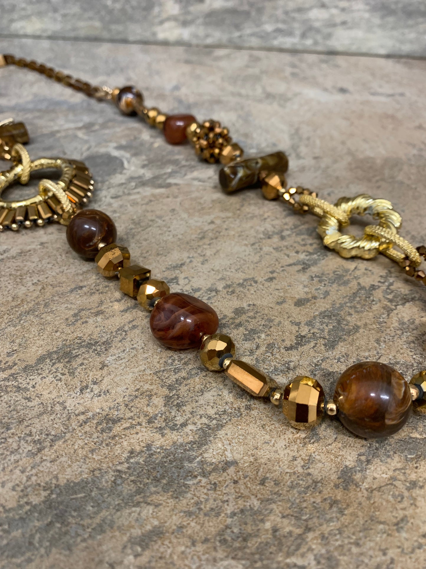 Brown and gold statement necklace