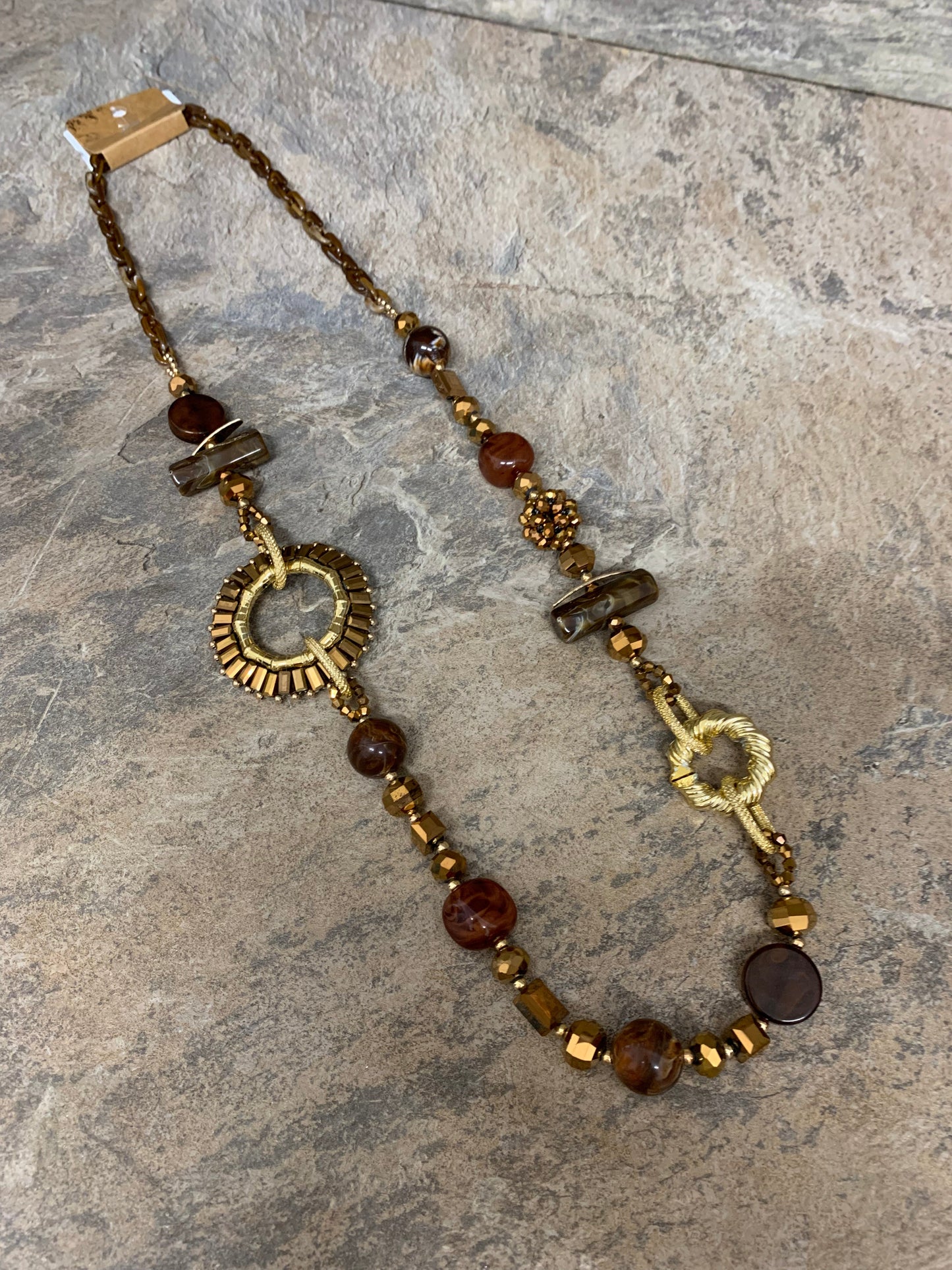 Brown and gold statement necklace