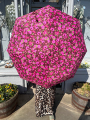 Burgundy poppy print umbrella