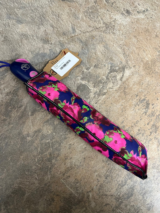 Navy poppy print umbrella
