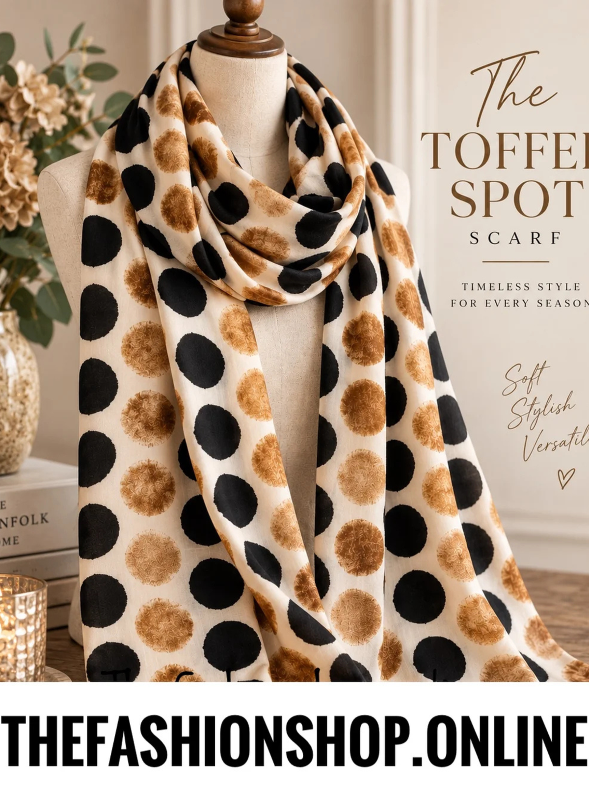 The Toffee Spot Scarf in Black and Tan