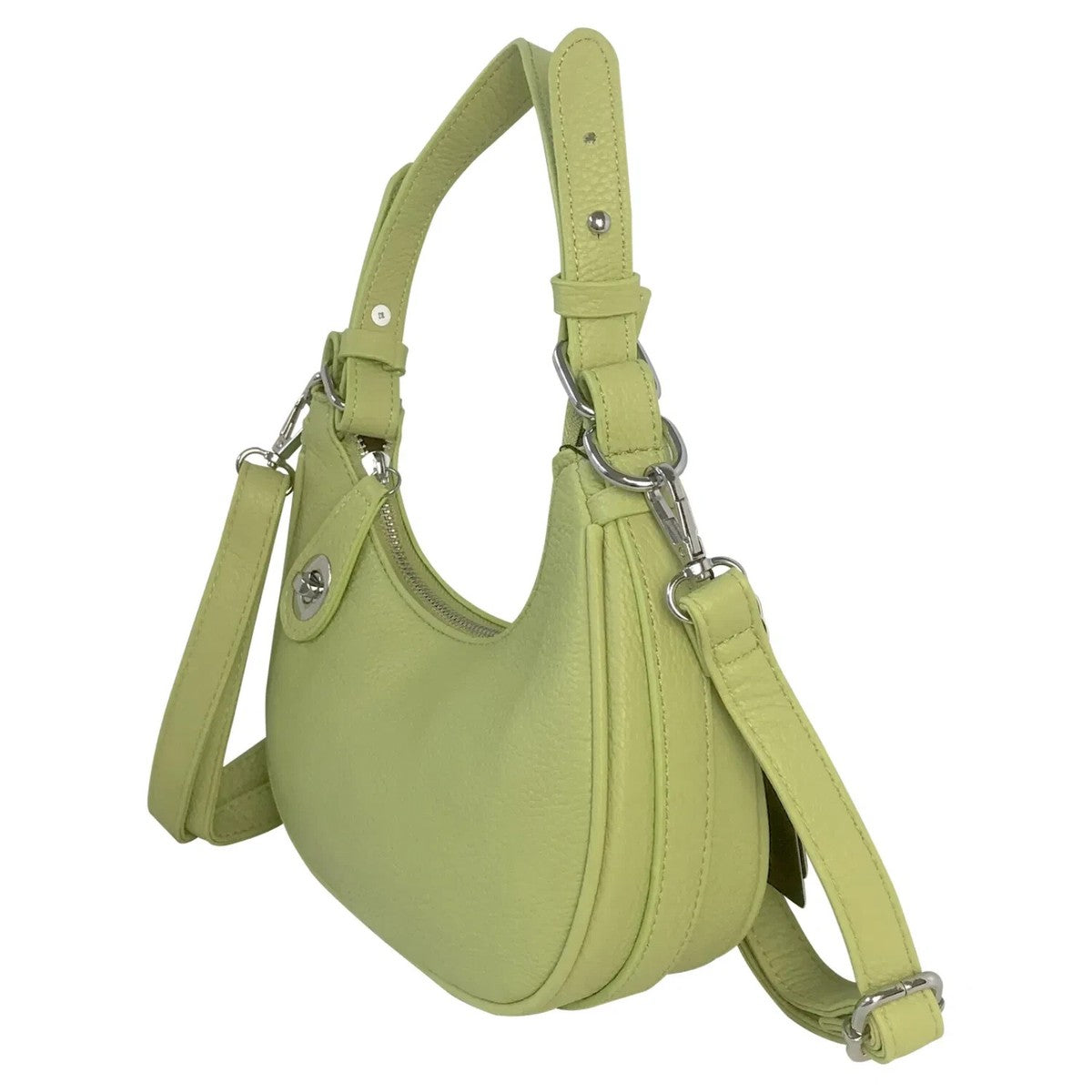 Tara Lime Green Turn Lock Handle Bag with Shoulder strap