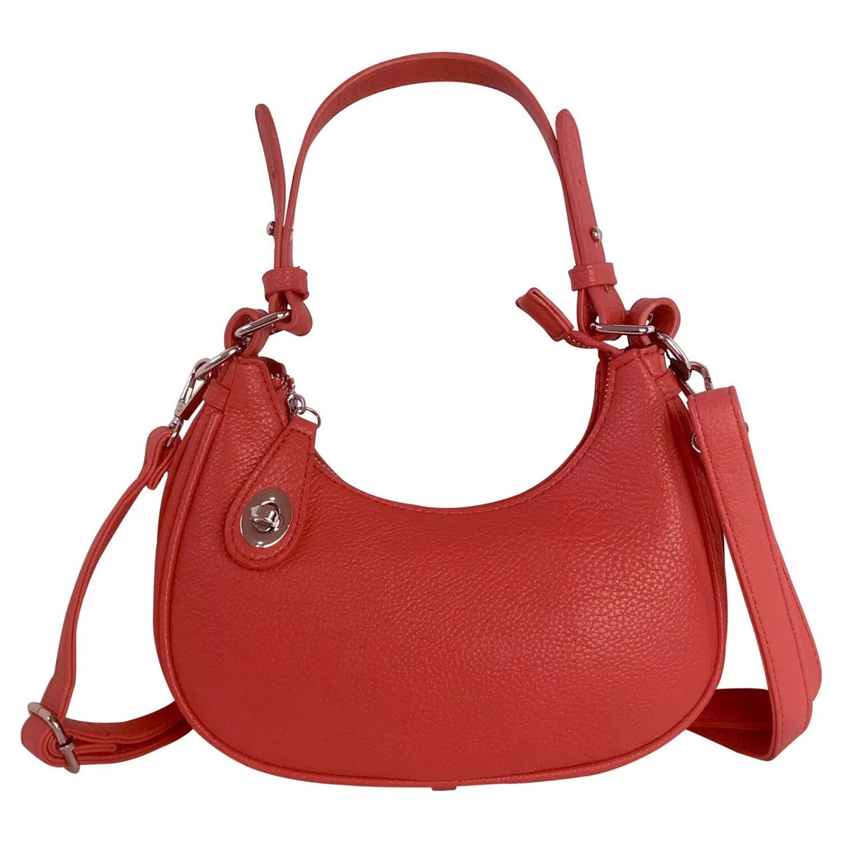 Tara Red Turn Lock Handle Bag with Shoulder strap