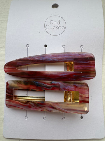 Red Cuckoo purple hair clip twin pack