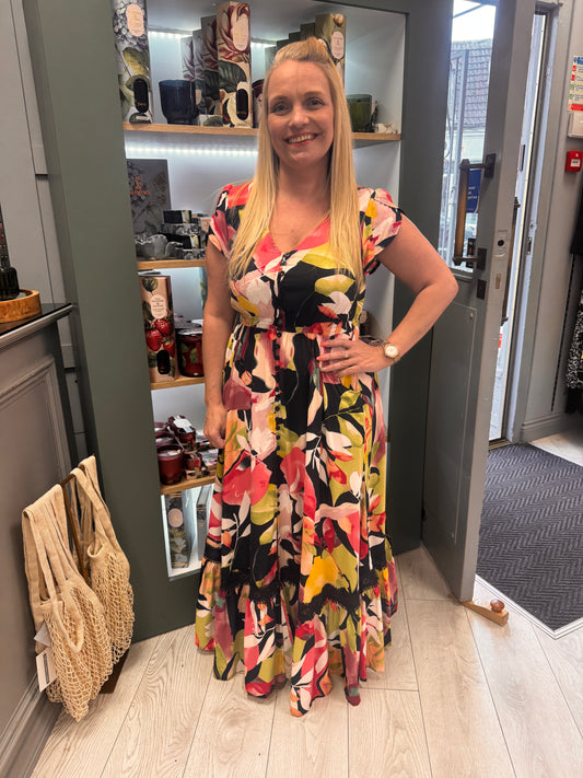 Stella Morgan black floral maxi dress sizes 10-20