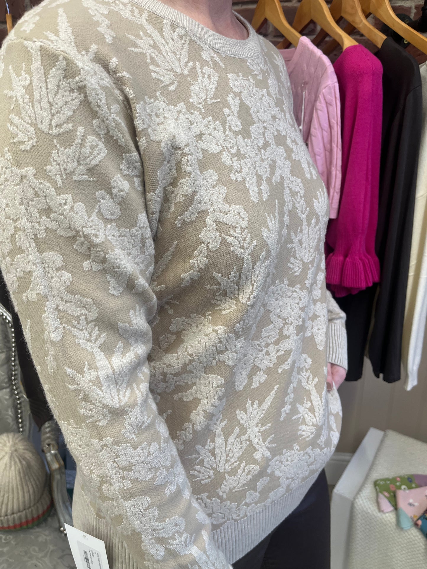 Lucy beige jacquard jumper sizes 8-10 and 12-14