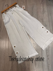 Demi white linen wide leg trousers 8-14