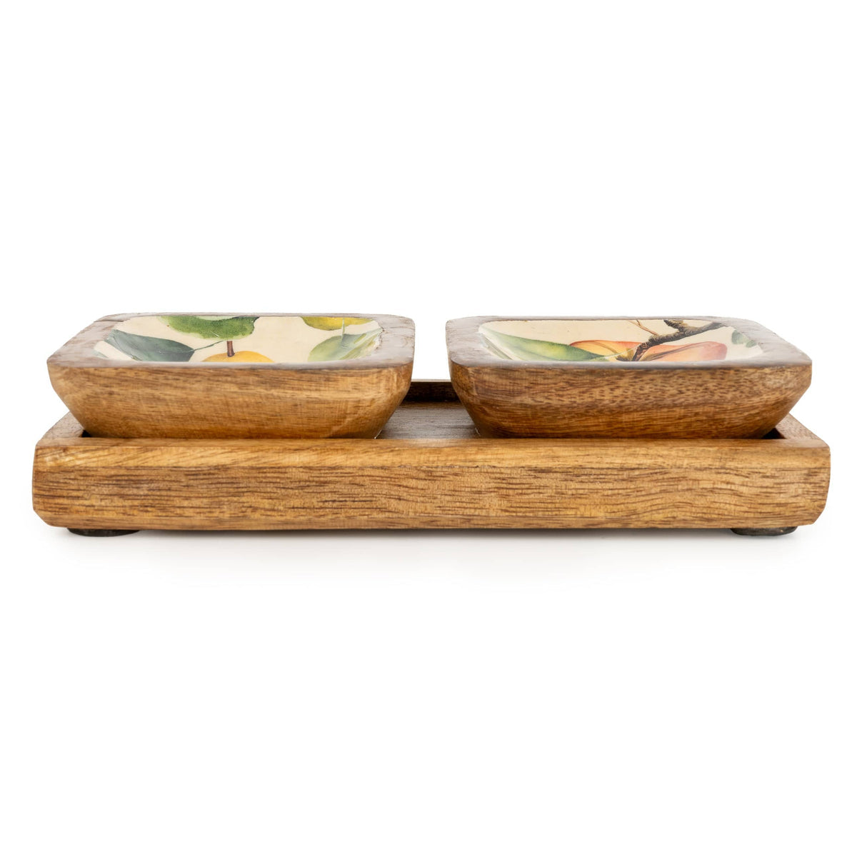 Candlelight set of Two Square Dipping Bowls Apples and Pears