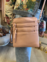 Maxine pink multi pocket messenger bag