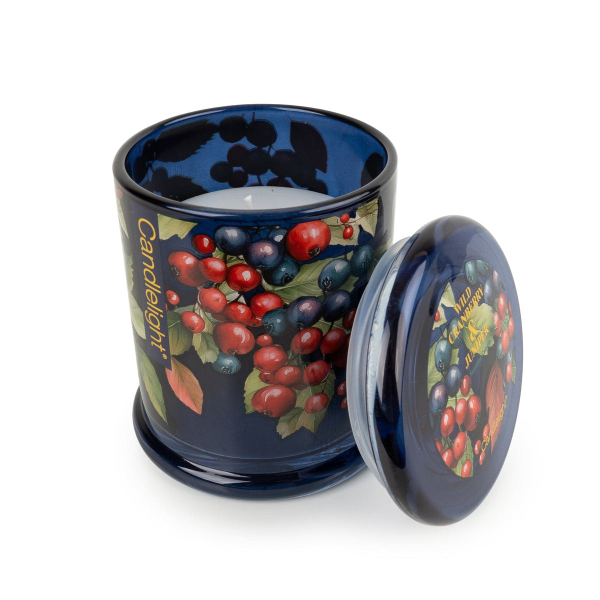 Candlelight Large Glass Lidded Jar Cranberry and Juniper