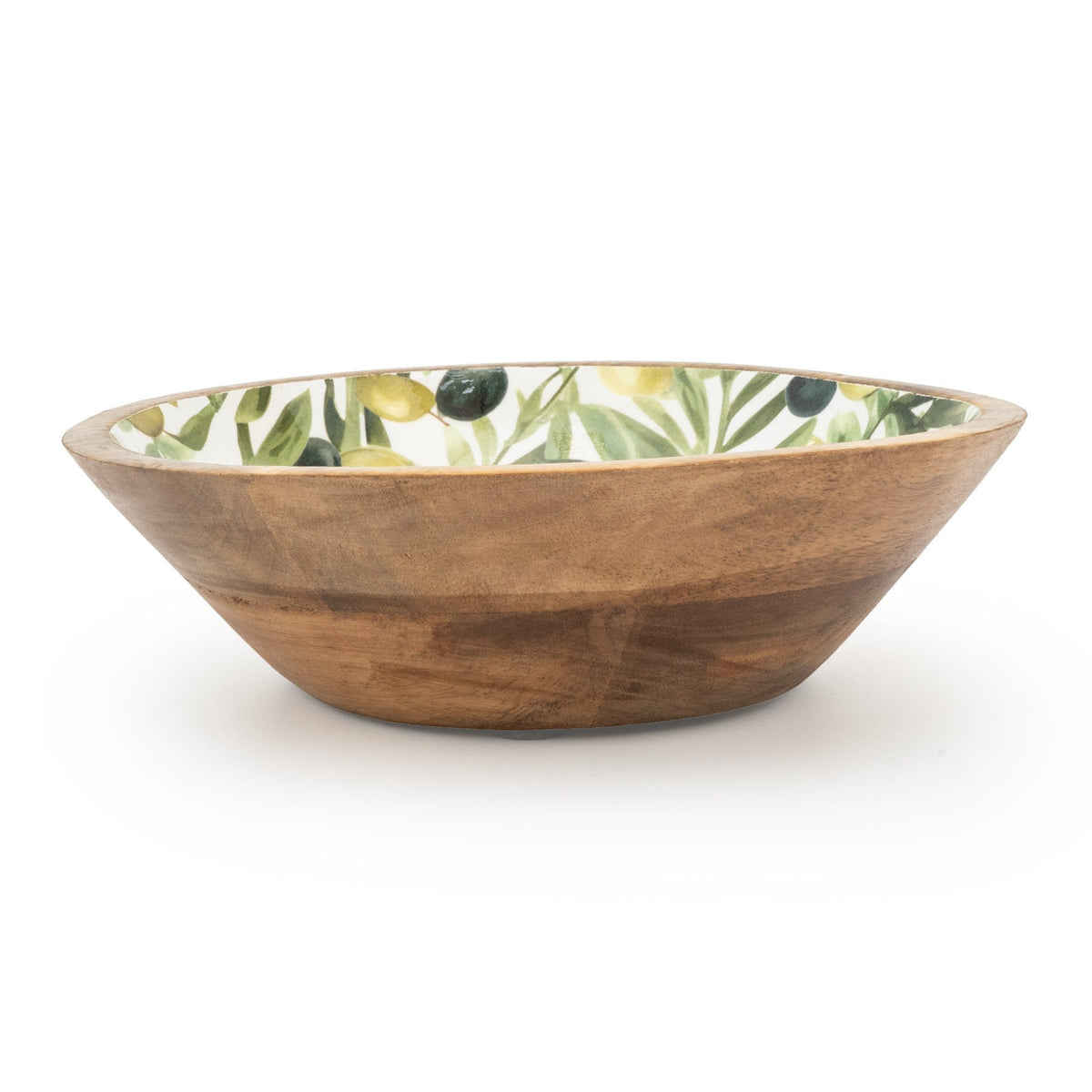 Candlelight Mango Wood Enamel Inlay Bowl with Olives