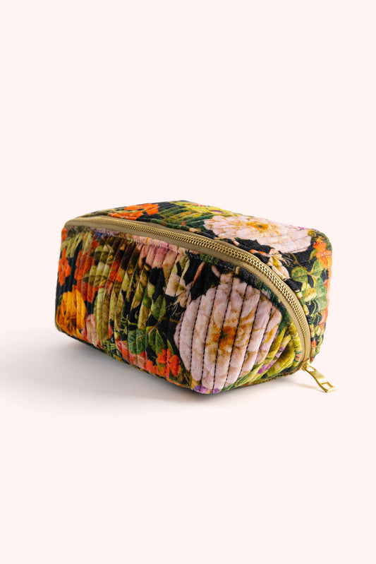 Powder Quilted Make up Bag Midnight Posy