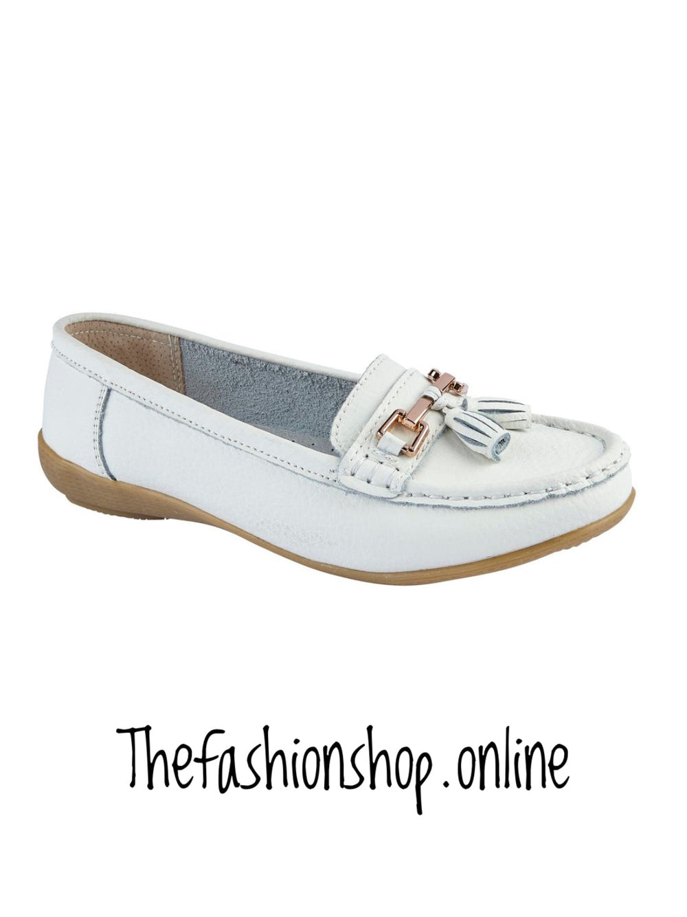 Jo & Joe Nautical leather white loafer 4-8