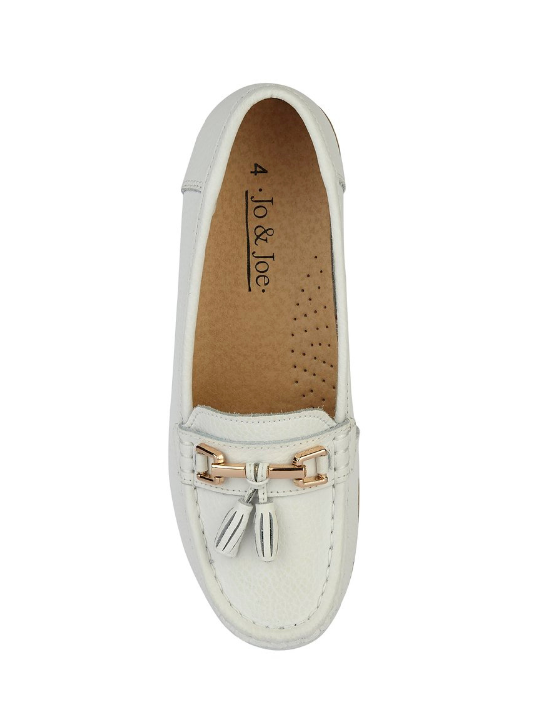 Jo & Joe Nautical leather white loafer 4-8